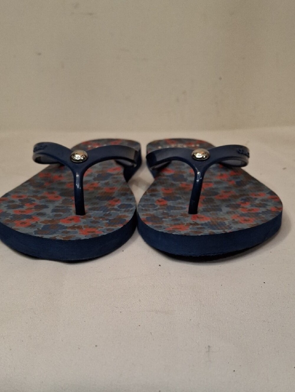 Coach Blue Floral Print Jelly Thong Flip Flops. Like New. - Picture 5 of 9